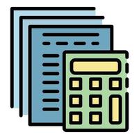 Finance calculator report icon color outline vector