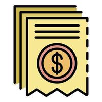 Payment receipt icon color outline vector