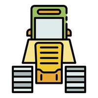 Tractor excavator icon color outline vector