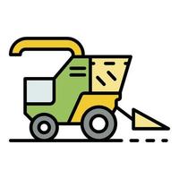 Combine harvester icon color outline vector