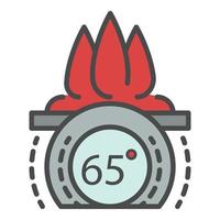 Fire smart control icon color outline vector