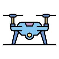 Drone on ground icon color outline vector