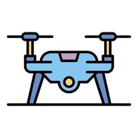 vector de contorno de color de icono de drone en tierra