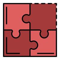 Teamwork puzzle icon color outline vector