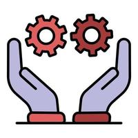 Gear cog company in hands icon color outline vector