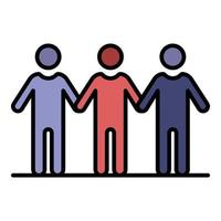 People teamwork icon color outline vector