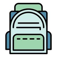 Kid backpack icon color outline vector