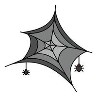 Small spider on web icon color outline vector