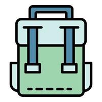 Classic backpack icon color outline vector