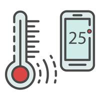 Smart temperature control icon color outline vector