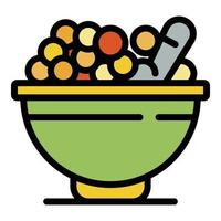 Bowl cereal flakes icon color outline vector