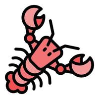 Restaurant lobster icon color outline vector
