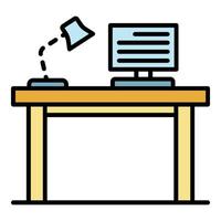 Pc homework table icon color outline vector