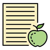 Homework paper apple icon color outline vector