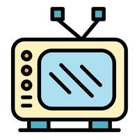 Old tv icon color outline vector