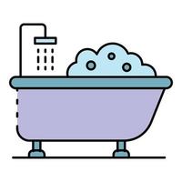 Bathtub shower icon color outline vector