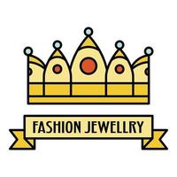 Fashion crown jewelry logo, outline style vector