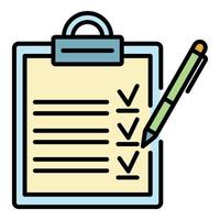 Clipboard checklist icon color outline vector