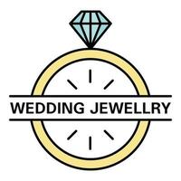 Wedding jewelry logo, outline style vector