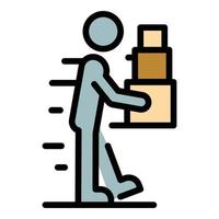 Courier box delivery icon color outline vector