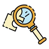 Magnify glass puzzle icon color outline vector