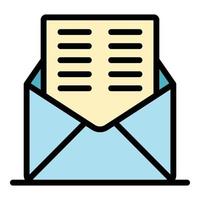 Letter in an envelope icon color outline vector