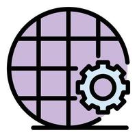 Net communication gear icon color outline vector