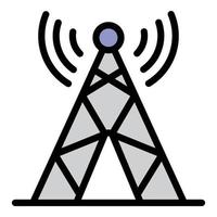 Radio tv tower icon color outline vector