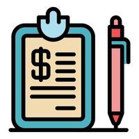 Money pen clipboard icon color outline vector