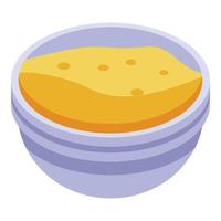 Cereal flakes bowl icon, isometric style vector