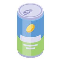 icono de lata de bebida energética, estilo isométrico vector