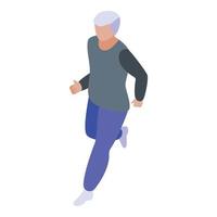 Running senior man icon, isometric style vector