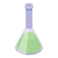 Chemical green flask icon, isometric style vector