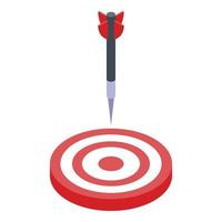 Darts into target icon, isometric style vector