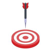 Darts into target icon, isometric style vector