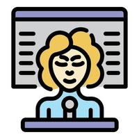 Tv reporter icon color outline vector