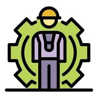 Machine gear engineer icon color outline vector