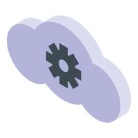 Gear cloud icon, isometric style vector