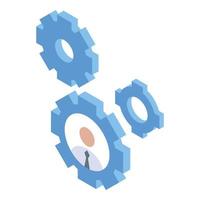 Recruiter gear system icon, isometric style vector