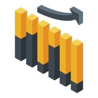 Business training graph chart icon, isometric style vector