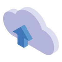 Upload data storage icon, isometric style vector