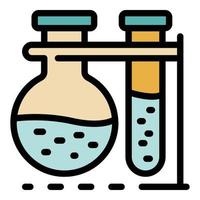 Tube and flask chemistry icon color outline vector