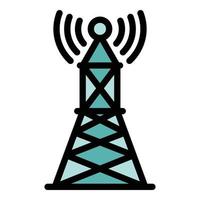 Signal tower icon color outline vector