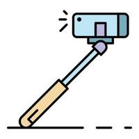 Modern selfie stick icon color outline vector