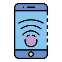 Smartphone drone location icon color outline vector