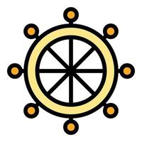 Sailboat ship wheel icon color outline vector