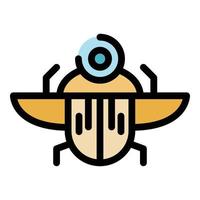 Pharaoh scarab beetle icon color outline vector