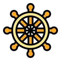 Steering ship wheel icon color outline vector