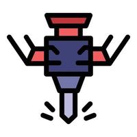 Paver milling machine icon color outline vector