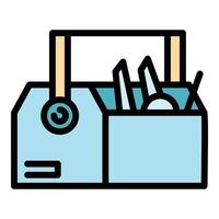 Carpenter tool box icon color outline vector